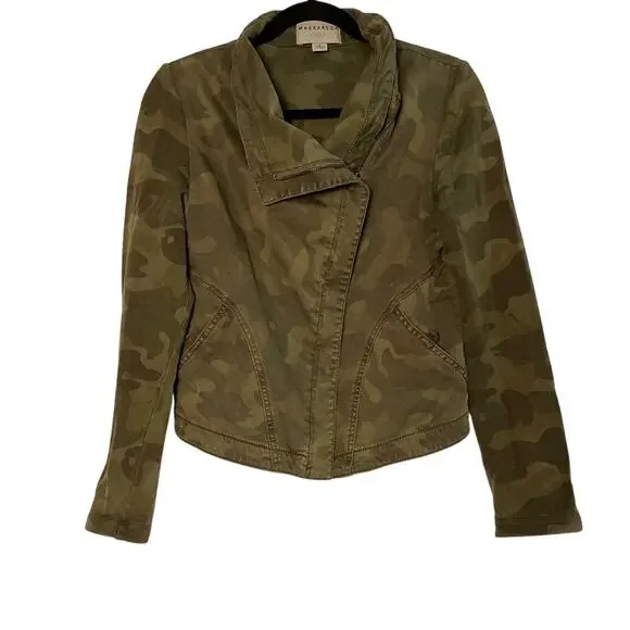 ANTHROPOLOGY MARRAKECH Camo Faravel Moto Utility Short Jacket Size Small - Picture 2 of 8